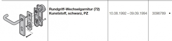 Hörmann Rundgriff-Wechselgarnitur 72 Kunststoff schwarz Profilzylinder Baureihe 30, 3096789