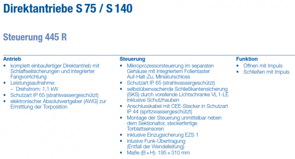 Hörmann Direktantrieb S 75 und S 140, PDF