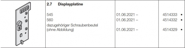 Hörmann Displayplatine für Steuerung 560, 4514332