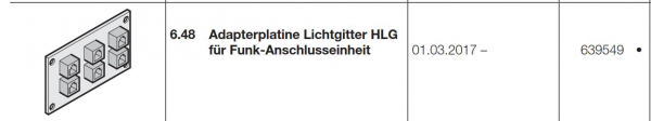 Hörmann Adapterplatine Lichtgitter HLG für Funk-Anschlusseinheit, 639549