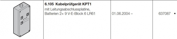 Hörmann Kabelprüfgerät KPT1 mit Leitungsabschlussplatine Batterien 2×9  V-E-Block 6 LR61, 637087