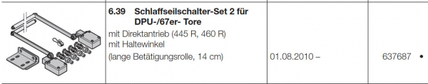 Hörmann Schlaffseilschalter Set 2 für DPU-/ 67er -Tore, 637687