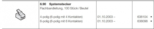 Hörmann Systemstecker Flachbandleitung 100 Stück-Beutel 6-polig 6-polig mit 6 Kontakten, 638098