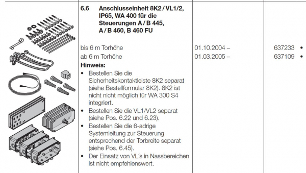 Hörmann Anschlusseinheit 8K2 / VL1/2,  IP65, bis 6 Meter Torhöhe, 637233315.35