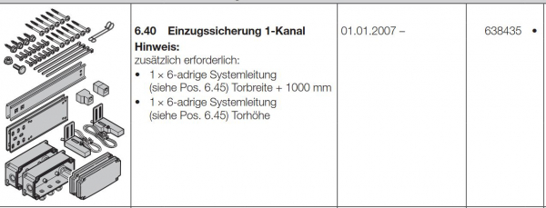 Hörmann Einzugssicherung 1-Kanal, 638435