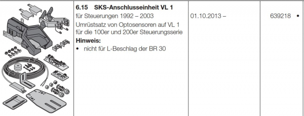 Hörmann SKS-Anschlusseinheit voreilende Lichtschranke VL1, 639218 