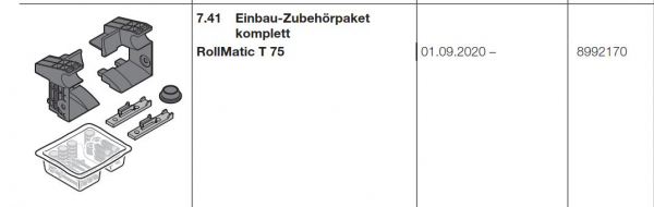 Hörmann Einbau-Zubehörpaket komplett Garagen-Rolltor RollMatic T 75, 8992170