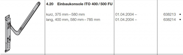 Hörmann Einbaukonsole kurz ITO 400 Lamelle 375 mm bis 580 mm, 46129, 638213