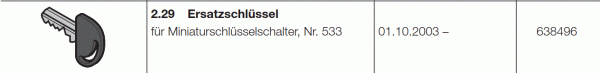 Hörmann Ersatzschlüssel für Miniaturschlüsselschalter, NR 533, 638496