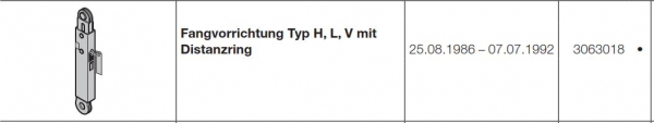 Hörmann Fangvorrichtung Typ H, L, V mit Distanzring für Baureihe 20, 3063018