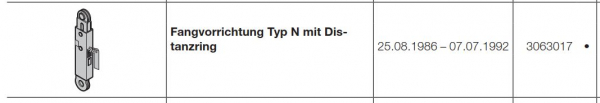 Hörmann Fangvorrichtung Typ N mit Distanzring für Baureihe 20, 3063017