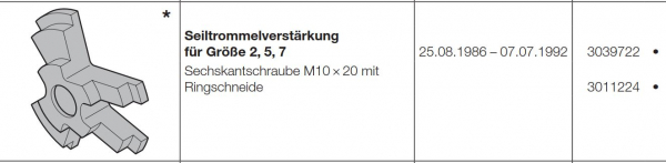 Hörmann Seiltrommelverstärkung für Größe 2, 5, 7 für Industrietore der Baureihe 20-30, 3039722