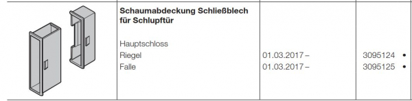 Hörmann Schaumabdeckung Schließblech für Schlupftür-Hauptschloss-Falle für die Industrietor-Baureihe 50, 3095125