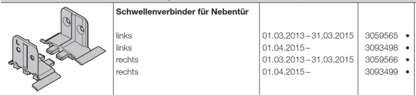 Hörmann Schwellenverbinder für Nebentür links der Baureihe 40-50, 3093498