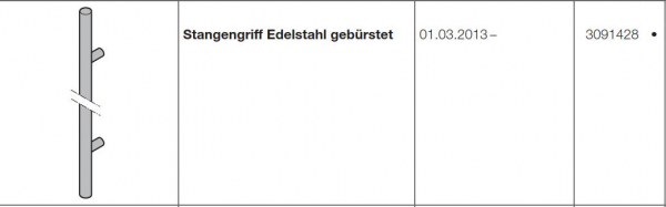 Hörmann Stangengriff Edelstahl gebürstet der Baureihe 50-60, 3091428