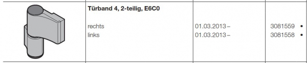 Hörmann Türband 4-2-teilig-E6C0 rechts Baureihe 50-60, 3081559