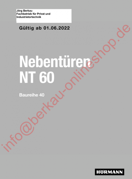 Hörmann Ersatzteilliste PDF für Nebentüren NT60 der Baureihe 40