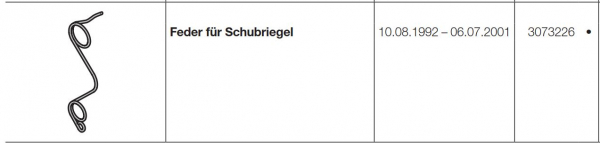 Hörmann Feder für den Schubriegel für die Industrietore Baureihe 20, 30, 40, 50, 60, 3073226, 3073226, 3024857, 3024849, 3060817