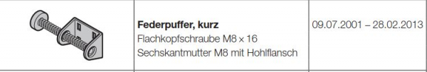 Hörmann Federpuffer kurz-beidseitig verwendbar für Baureihe 20-30-40 und Industrie-Baureihe 20-30-40 und 50, 3055175