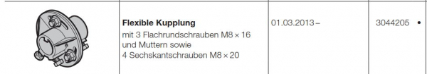 Hörmann Flexible Kupplung für Federwelle ø 40 mit Nut für Baureihe 30, 40, 50, 3042739, 3044205