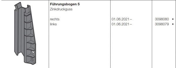 Hörmann Führungsbogen 5 rechts Baureihe 60, 3098080