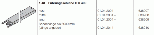 Hörmann Führungsschiene mittel ITO 400 / 500 FU (FS 400), 638208