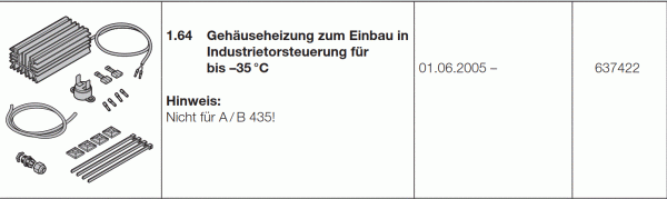 Hörmann Gehäuseheizung zum Einbau in Industrietorsteuerung für bis –35 °C, 637422