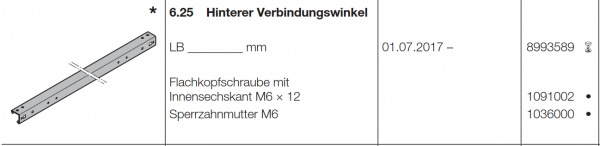 Hörmann Hinterer Verbindungswinkel für Garagen-Deckenlauftor - RollMatic OD , 8993589