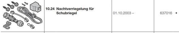 Hörmann Nachtverriegelung für Schubriegel-Bodenschalter, 637016