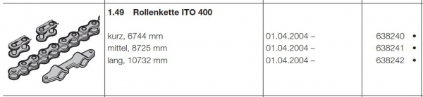 Hörmann Rollenkette ITO 400 / 500 FU kurz 6744 mm, 638240