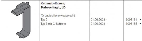 Hörmann Kettenabstützung Torbeschlag L, LD, Typ 3 für Industrietore Baureihe 60, 3096185