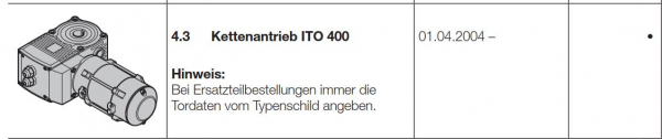 Hörmann Kettenantrieb / Ersatzantrieb für ITO 400