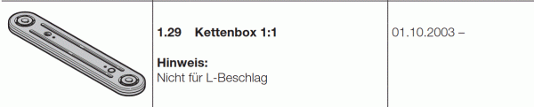 Hörmann Kettenbox 1 : 1 nicht für L-Beschlag Industrieantriebe WA 500 FU, 637011