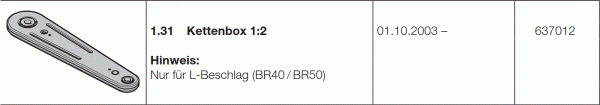 Hörmann Kettenbox 1 : 2 nur für L-Beschlag BR40, BR50, BR 60, 637012