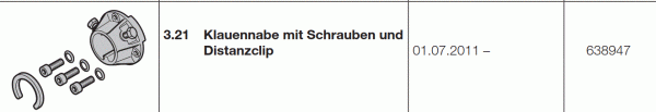 Hörmann Industrieantriebe WA 300 S4 Klauennabe mit Schrauben und Distanzclip, 638947