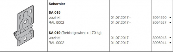 Hörmann LPU 67 Thermo Scharnier SA 015 verzinkt, 3094890