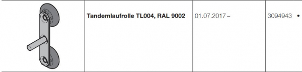 Hörmann LPU 67 Thermo Tandemlaufrolle TL004, RAL 9002, Baureihe 40, 3094943