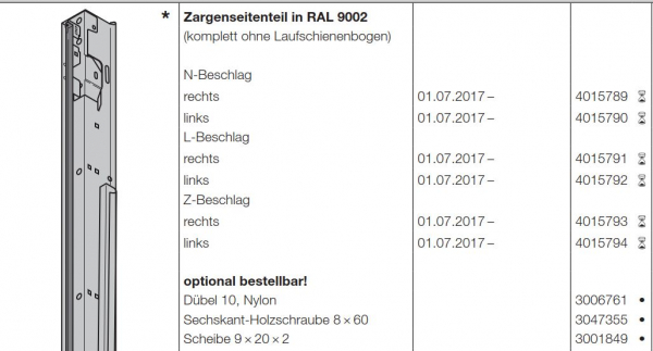 Hörmann LPU 67 Thermo Zargenseitenteil in RAL 9002 Z-Beschlag Links für die Baureihe 40, 4015794