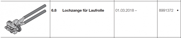 Hörmann Lochzange für Laufrolle für Garagen-Deckenlauftor - RollMatic OD, 8991372