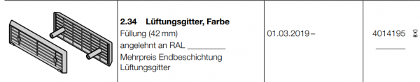 Hörmann Lüftungsgitter (42 mm) Farbe, für fast alle Baureihen, 4014195, Seiten-Sektionaltore, (Privat und Industrietore)