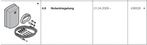 Hörmann Notentriegelung für Außen- und Innen-Rolltor RollMatic, 436526