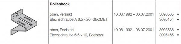 Hörmann Rollenbock oben Edelstahl (Beschlag H) für Baureihe 30-40 und Industrie-Baureihe 30-40-50, 3093586