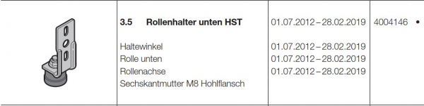 Hörmann Rollenhalter unten BR 10 (HST42) Seiten-Sektionaltor, 4004146