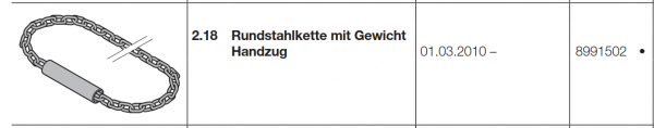 Hörmann Rundstahlkette mit Gewicht Handzug für Innen-Rolltor und Rollgitter RollMatic handbetätigt, 8991502