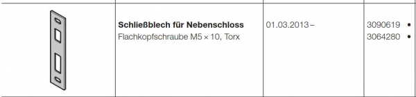 Hörmann Schließblech Nebenschloss für Schlupftür für Baureihe 40, 3090619