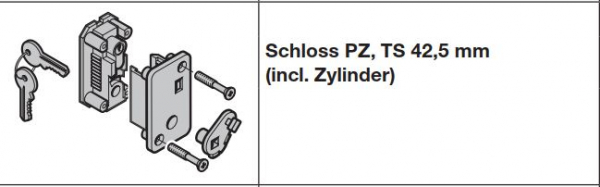 Hörmann Beschlagteile für Torglieder RenoMatic, EcoStar, Schloss PZ, TS 42,5 mm  (incl. Zylinder), 3088641