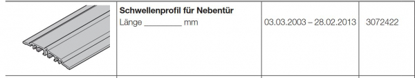 Hörmann Schwellenprofil für Nebentür Beschlagsteile für Türen der Baureihe 40-50, 3072422