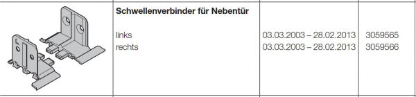 Hörmann Schwellenverbinder für Nebentür rechts der Baureihe 40-50, 3059566