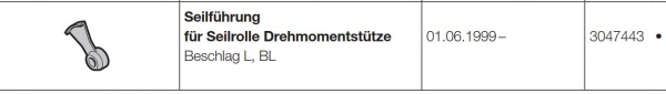 Hörmann Seilführung für Seilrolle Drehmomentstütze Beschlag L, BL für Baureihe 40, 3047443