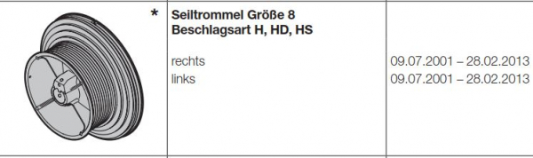 Hörmann Seiltrommel Größe 8 Beschlagsart H, HD, HS rechts für die Industrietore der Baureihe 30, 40, 50, 60, 3086195